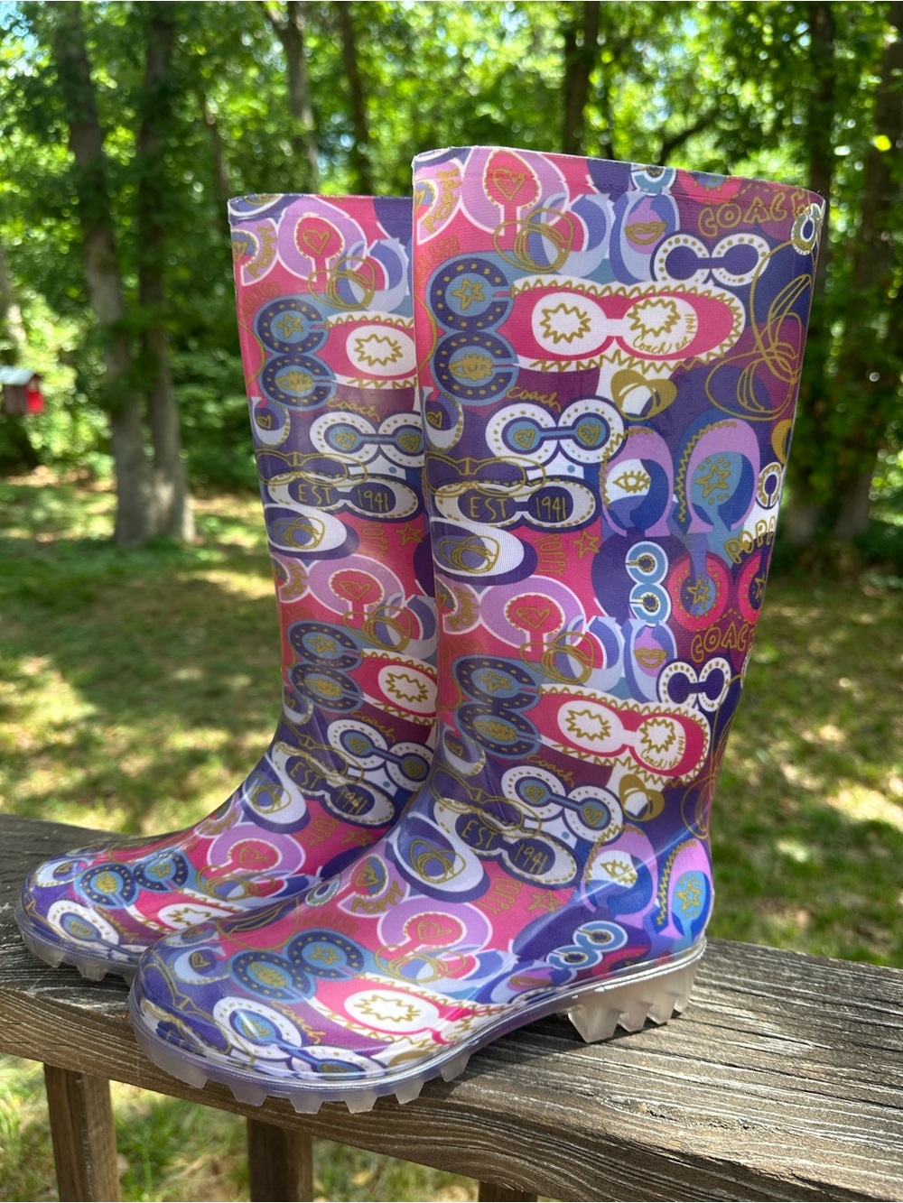 Coach Poppy Pop C Graffiti Women's Rain Boots